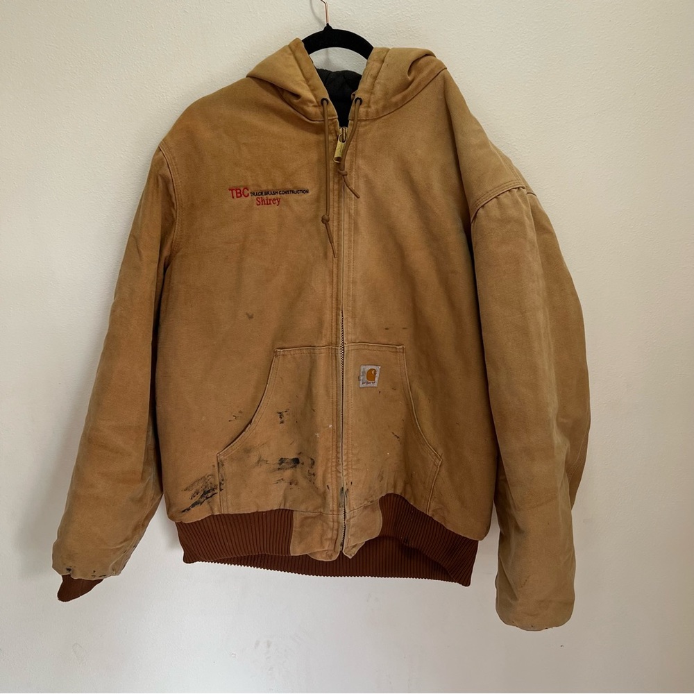 Carhartt J140 Brown Duck Active Jacket Quilted Flannel Lined Distressed Mens M‎